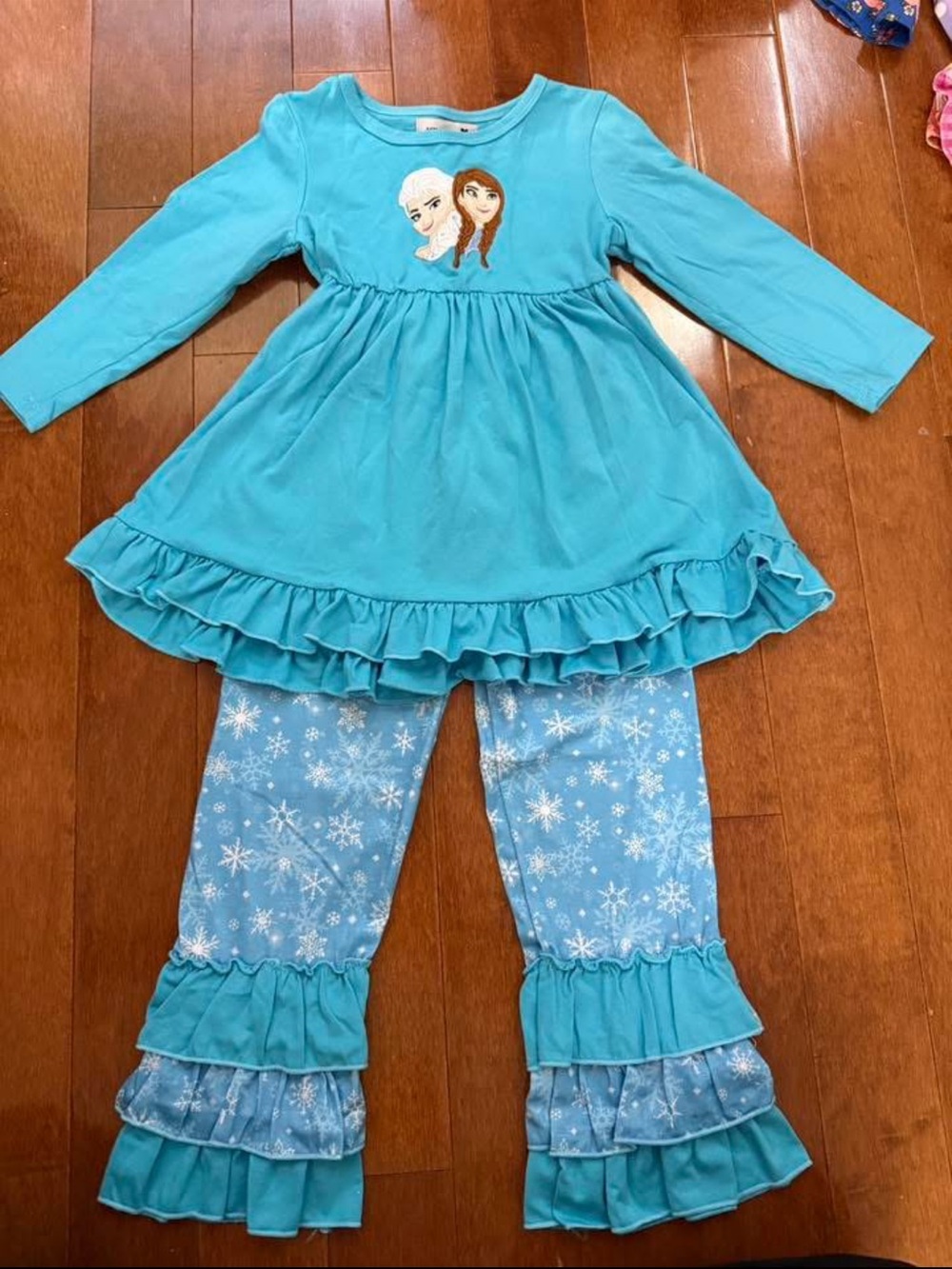 MK Boutique Turquoise Blue Frozen Character Ruffle Set